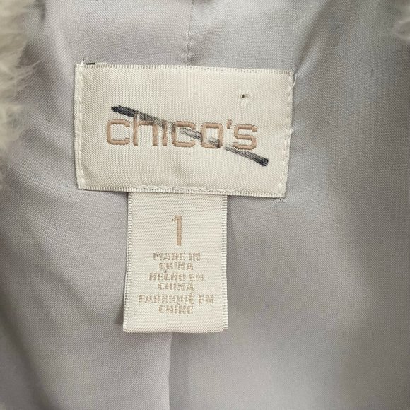 Chicos Women’s Full Zip Gray Vest Size 1 (Medium) Zip Pockets Faux Fur Collar - Picture 3 of 4